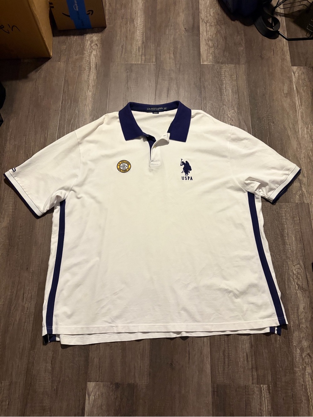 US Polo Assn Blue White short sleeve polo shirt (TAGGED 3XT)